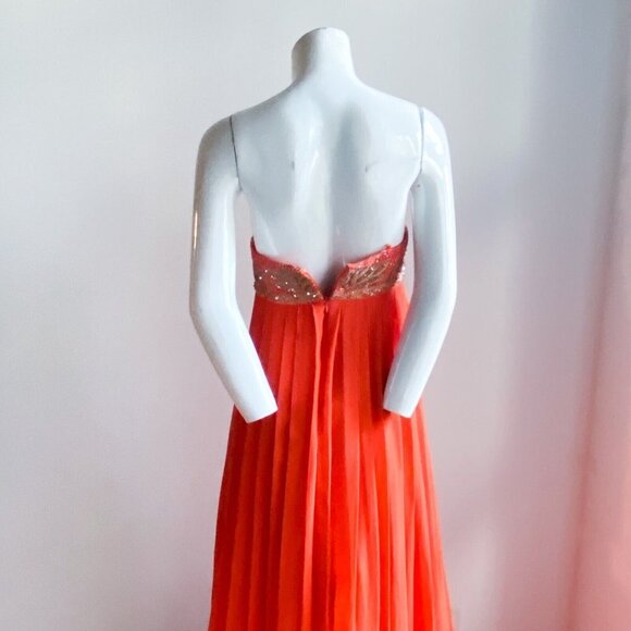 NWT Aidan Mattox Orange Beaded Empire Waist Grecian Silk Chiffon Gown 2 - Picture 6 of 10